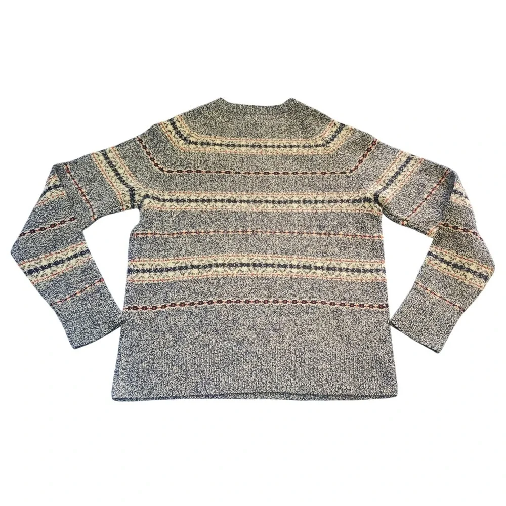 J.Crew Men's Fair Isle Crewneck Sweater Size Sm Blue Gray Orange 100% Lambswool